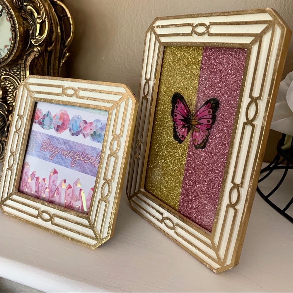 Group of 2 gold trim picture frames